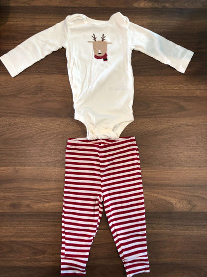 Carter's Reindeer Print Christmas Outfit Set, Long sleeve bodysuit & pants, 6-9M, Kids 9 Month (6-9M)