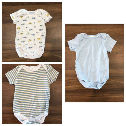 Baby Beau & Belle Short Sleeve Bodysuit Bundle, 3 pieces, 6-9M, Kids 9 Month (6-9M)