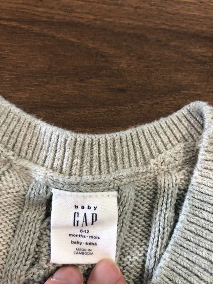 Gap Baby Boy Grey Sweater Vest, 6-12M, Kids 12 Month (9-12M)