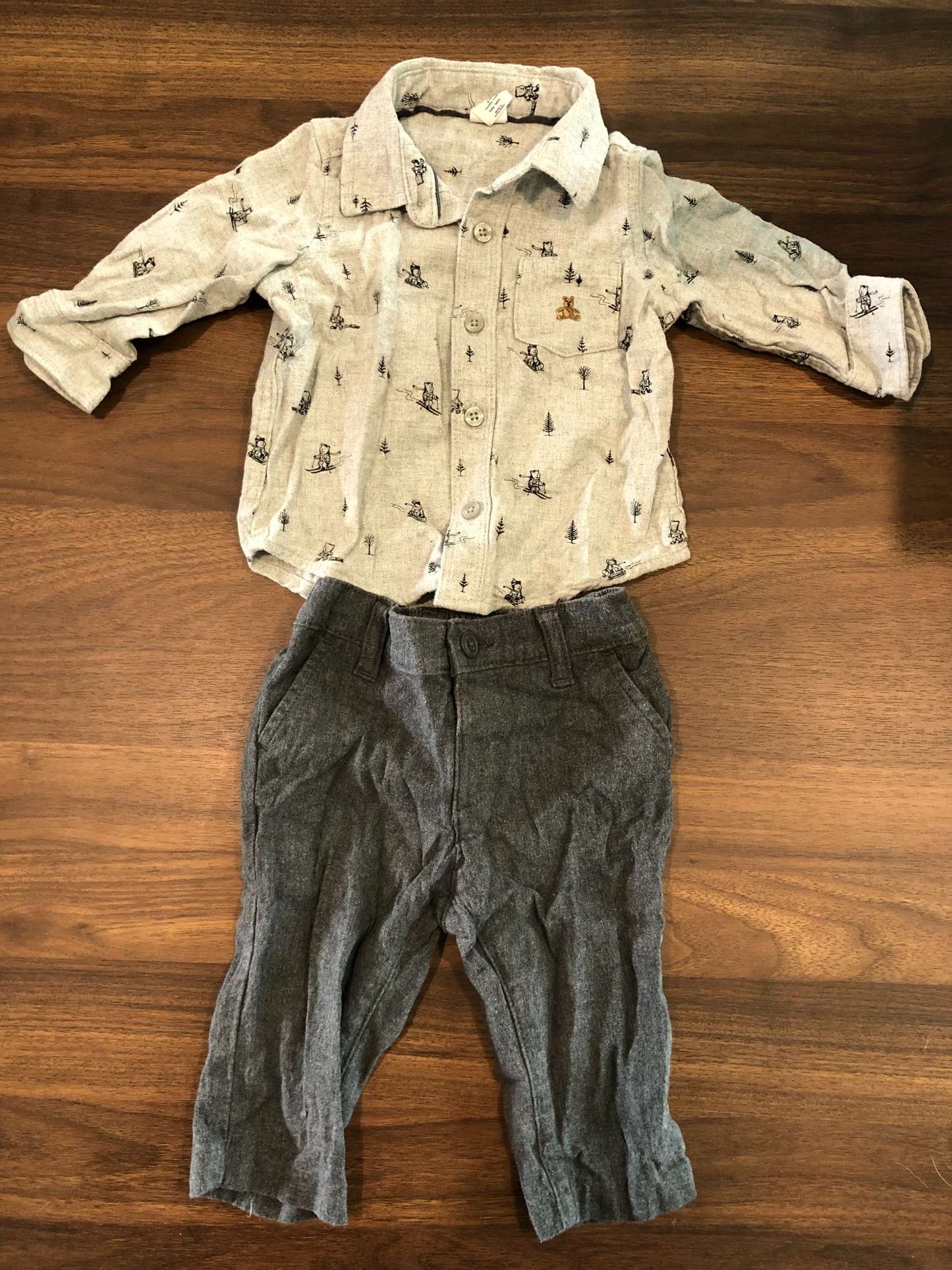 Gap Baby Boy Outfit Set, Long sleeve button up shirt and pants,  6-12M, Kids 12 Month (9-12M)