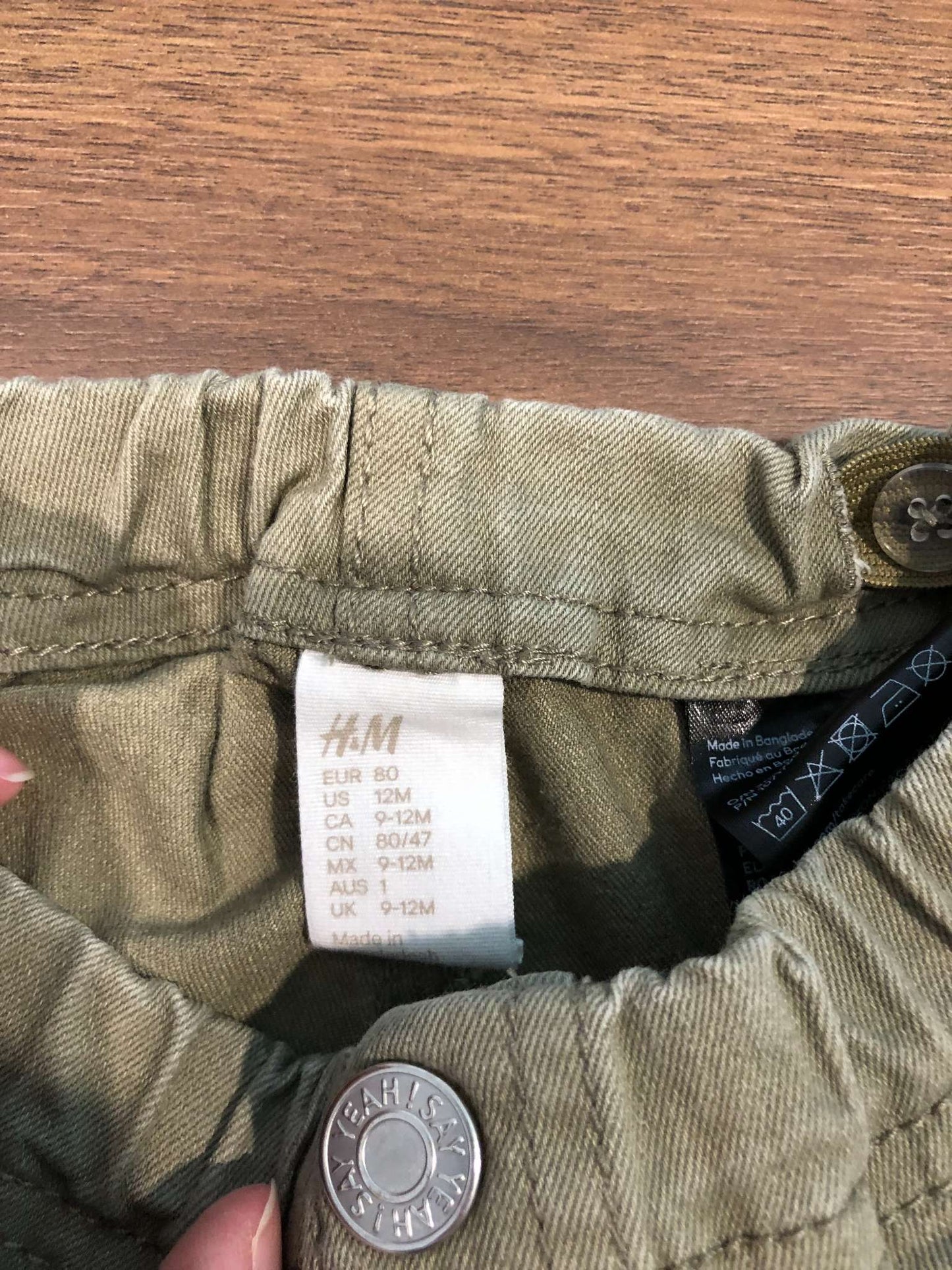 H&M Baby Boy Green Pants, 9-12M, Kids 12 Month (9-12M)