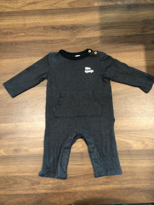 Joe Fresh Dark Grey Romper, Christmas theme, 6-12M, Kids 12 Month (9-12M)