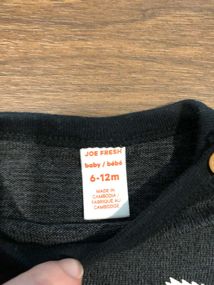 Joe Fresh Dark Grey Romper, Christmas theme, 6-12M, Kids 12 Month (9-12M)