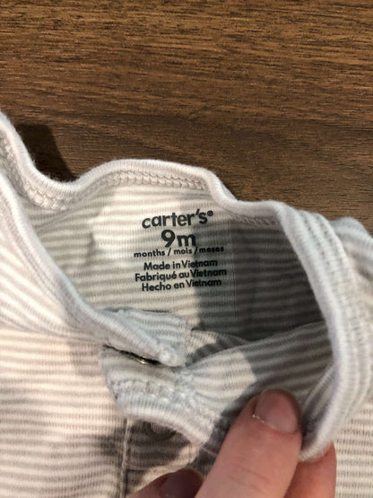 Carter's Grey Striped Long Sleeve Bodysuit, 6-9M, Kids 9 Month (6-9M)
