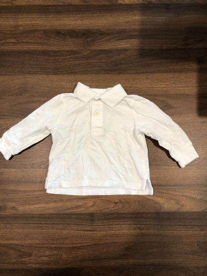 The Children's Place White Long Sleeve Polo Dress Shirt, 9-12M, Kids 12 Month (9-12M)