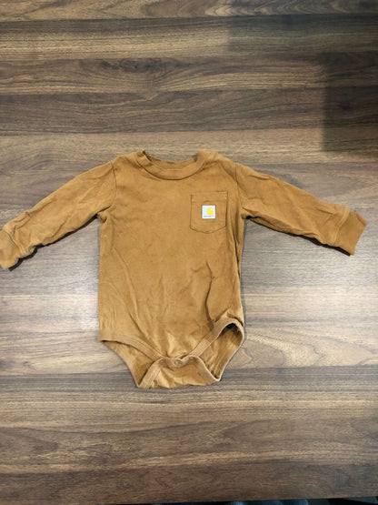 Carhartt Brown Long Sleeve Bodysuit, 12M, Kids 12 Month (9-12M)