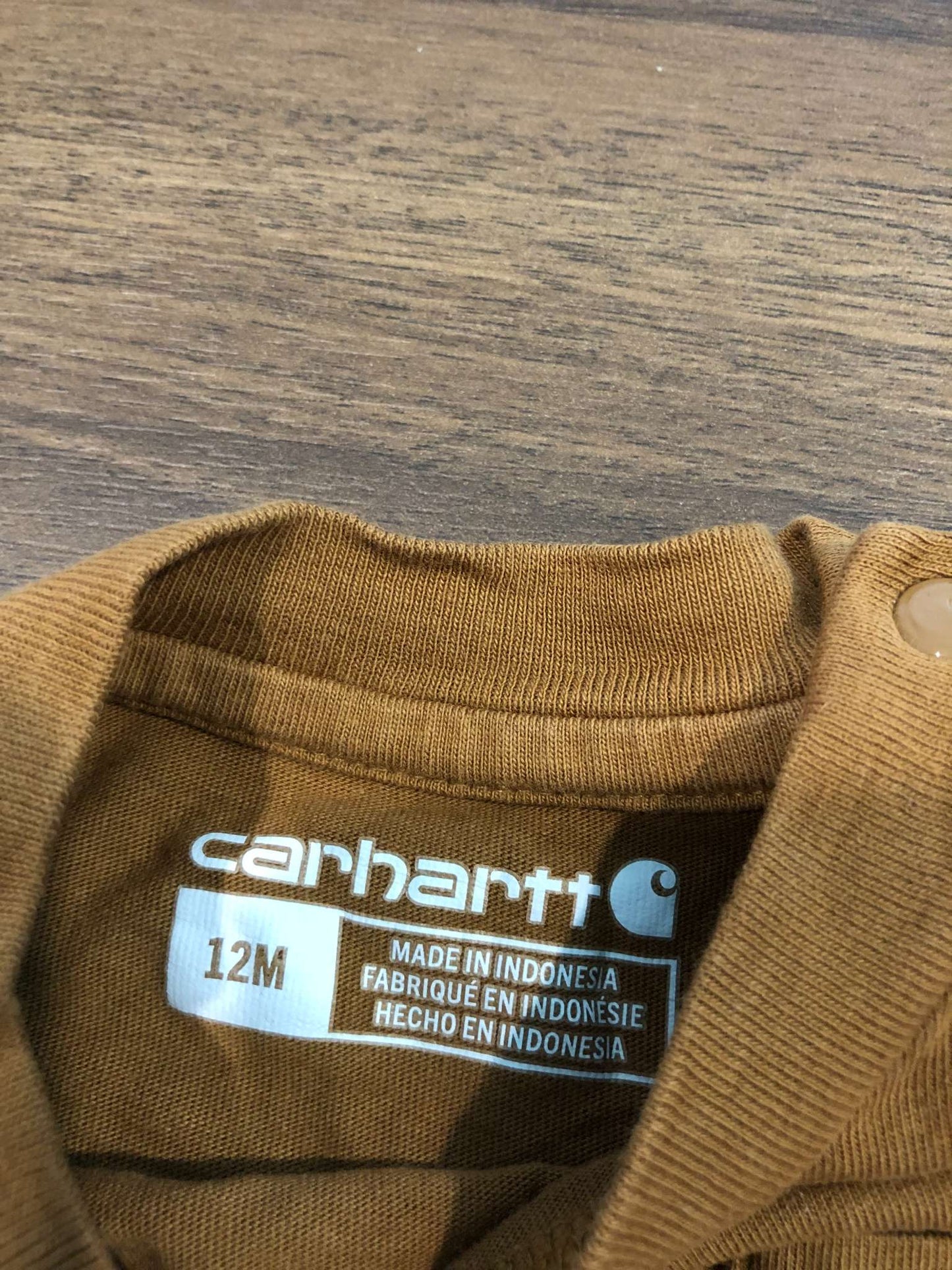 Carhartt Brown Long Sleeve Bodysuit, 12M, Kids 12 Month (9-12M)