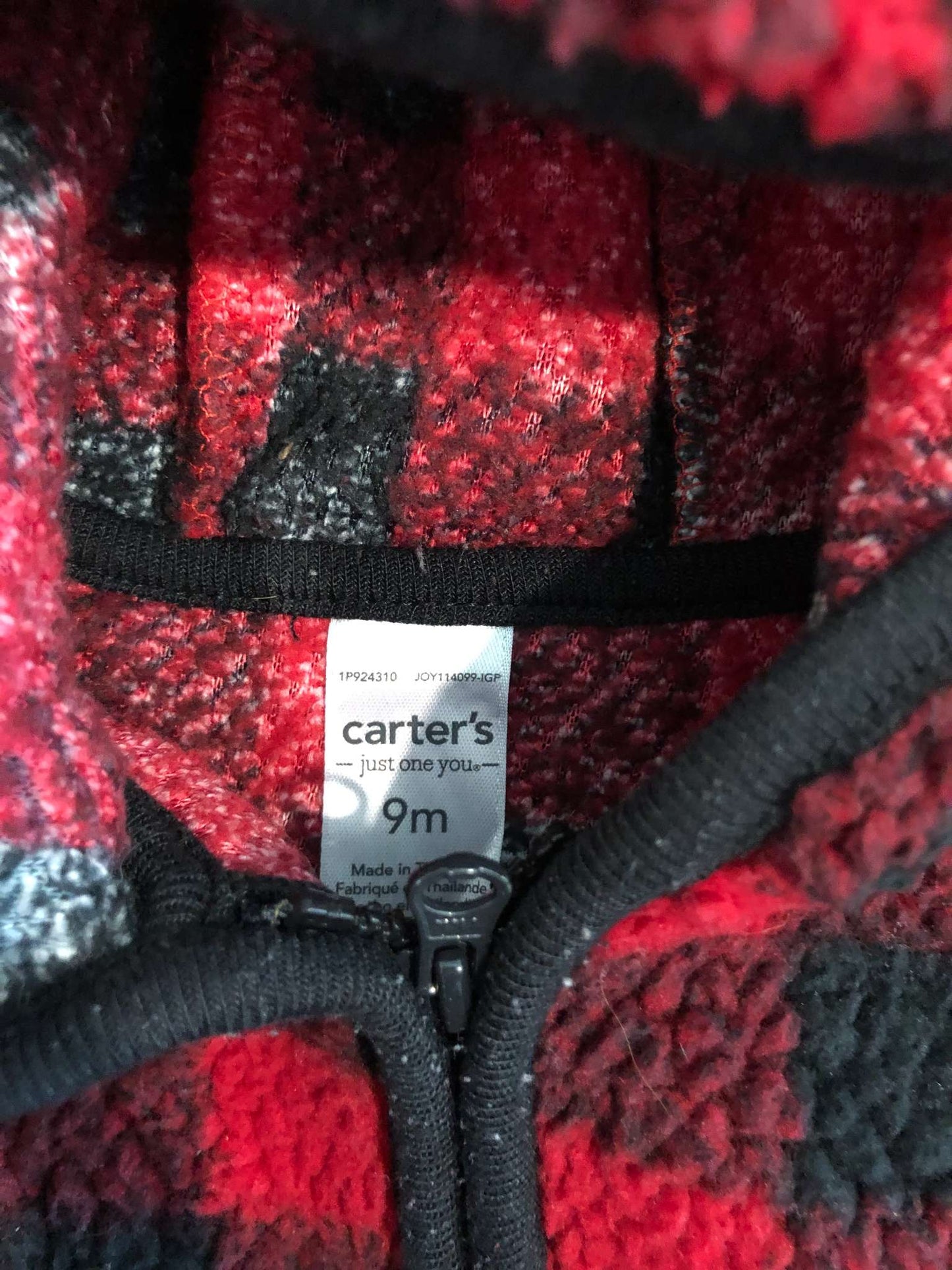 Carter's Fleece Plaid Zip-up Jacket, 9M, Kids 9 Month (6-9M)