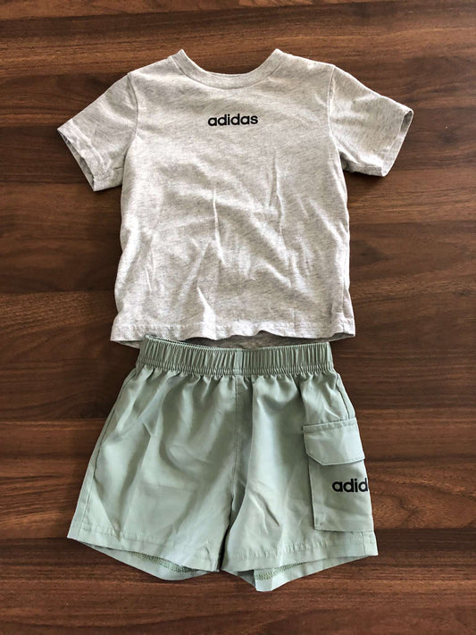 Adidas Boys Outfit Set, Short Sleeve Shirt and Shorts, 18M, Kids 18 Month (12-18M)
