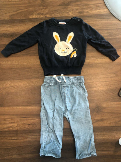 Joe Fresh Toddler Boy Easter Bunny Outfit, Sweater and Pants, 12-18M, Kids 18 Month (12-18M)