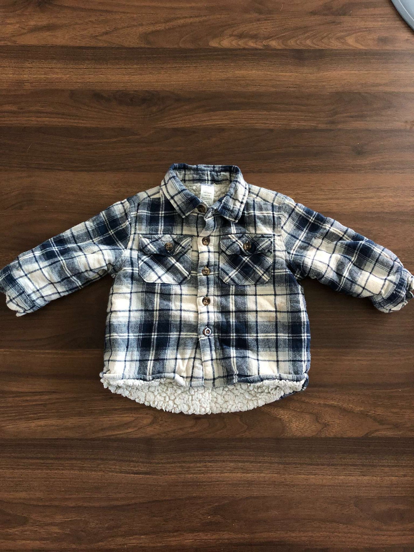 George Toddler Boy Fleece Lined Plaid Jacket, 12-18M, Kids 18 Month (12-18M)