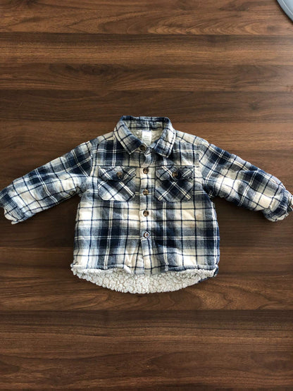 George Toddler Boy Fleece Lined Plaid Jacket, 12-18M, Kids 18 Month (12-18M)