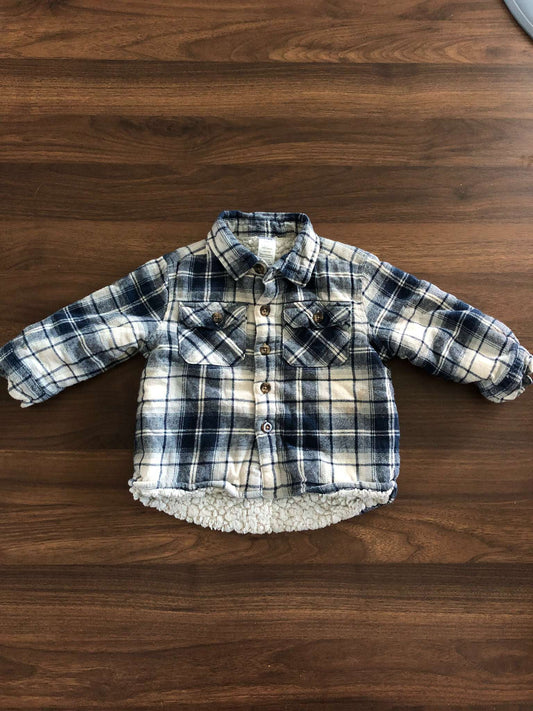 George Toddler Boy Fleece Lined Plaid Jacket, 12-18M, Kids 18 Month (12-18M)