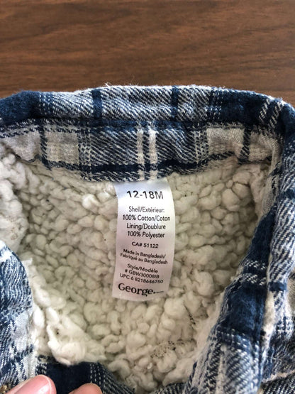 George Toddler Boy Fleece Lined Plaid Jacket, 12-18M, Kids 18 Month (12-18M)