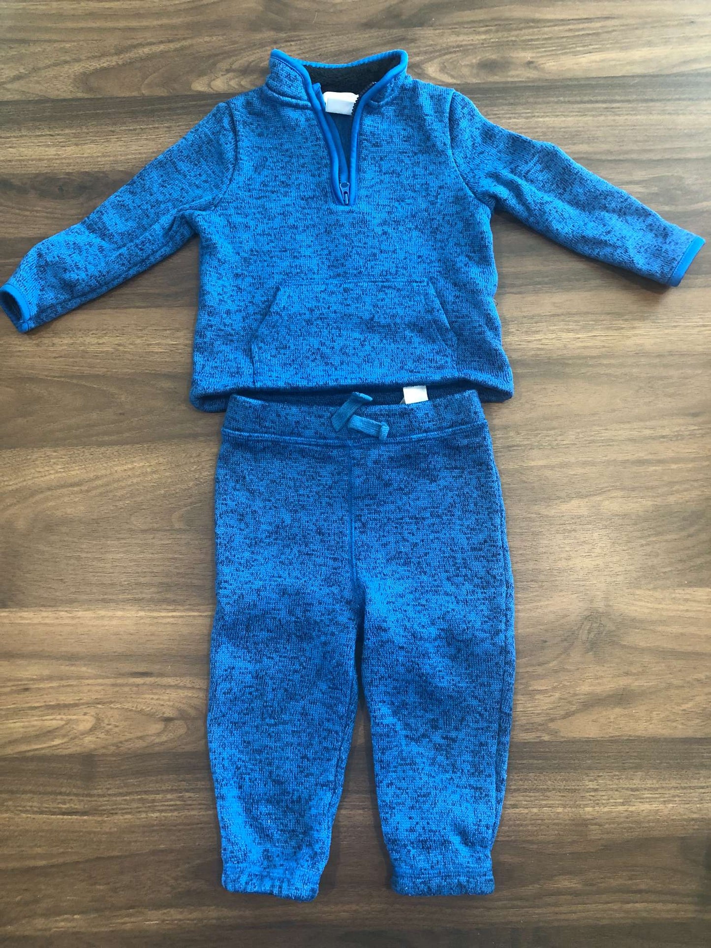 Joe Fresh Blue Fleece Outfit Set, 3/4 Zip and Pants, 12-18M, Kids 18 Month (12-18M)