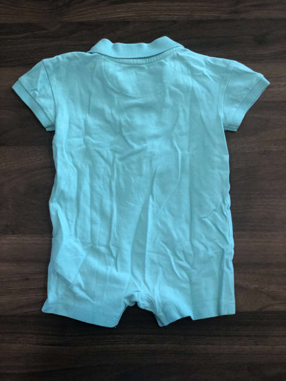 Gap Toddler Boy Polo Shorty Romper, Blue, 12-18M, Kids 18 Month (12-18M)