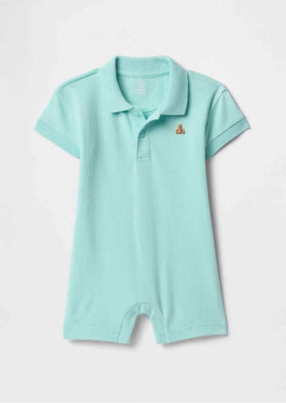 Gap Toddler Boy Polo Shorty Romper, Blue, 12-18M, Kids 18 Month (12-18M)