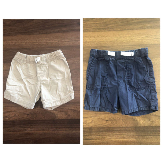 Carter's Toddler Boy Shorts Bundle, 2 Pieces, Khaki shorts and Navy Blue shorts, 12-18M, Kids 18 Month (12-18M)