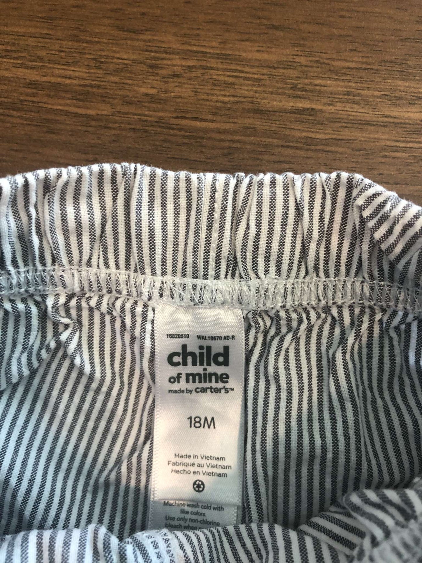 Carter's Toddler Boy Dark Grey Striped Shorts, 12-18M, Kids 18 Month (12-18M)