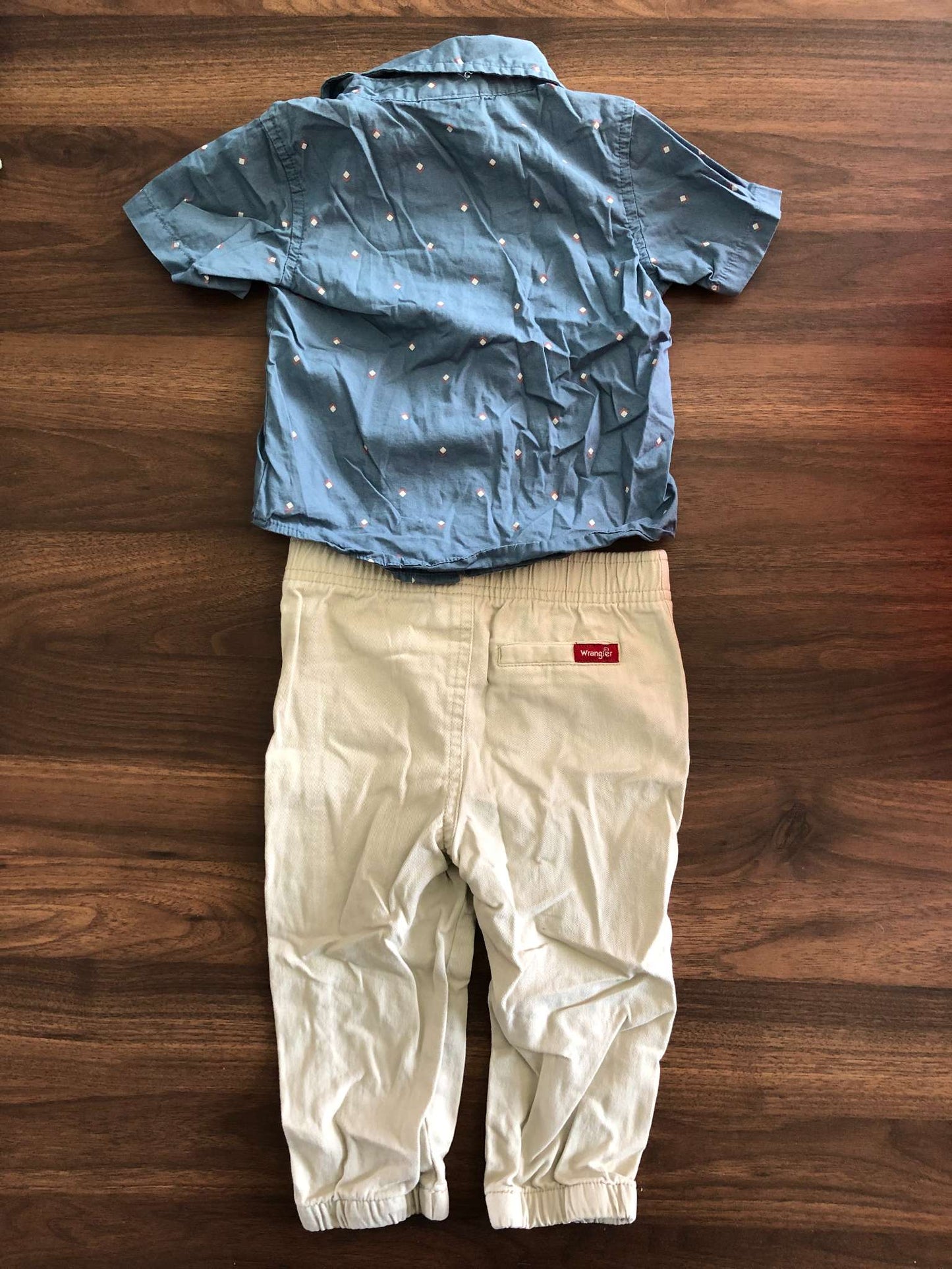 Wrangler Toddler Boy Outfit Set, Short sleeve button up & pants, 12-18M, Kids 18 Month (12-18M)