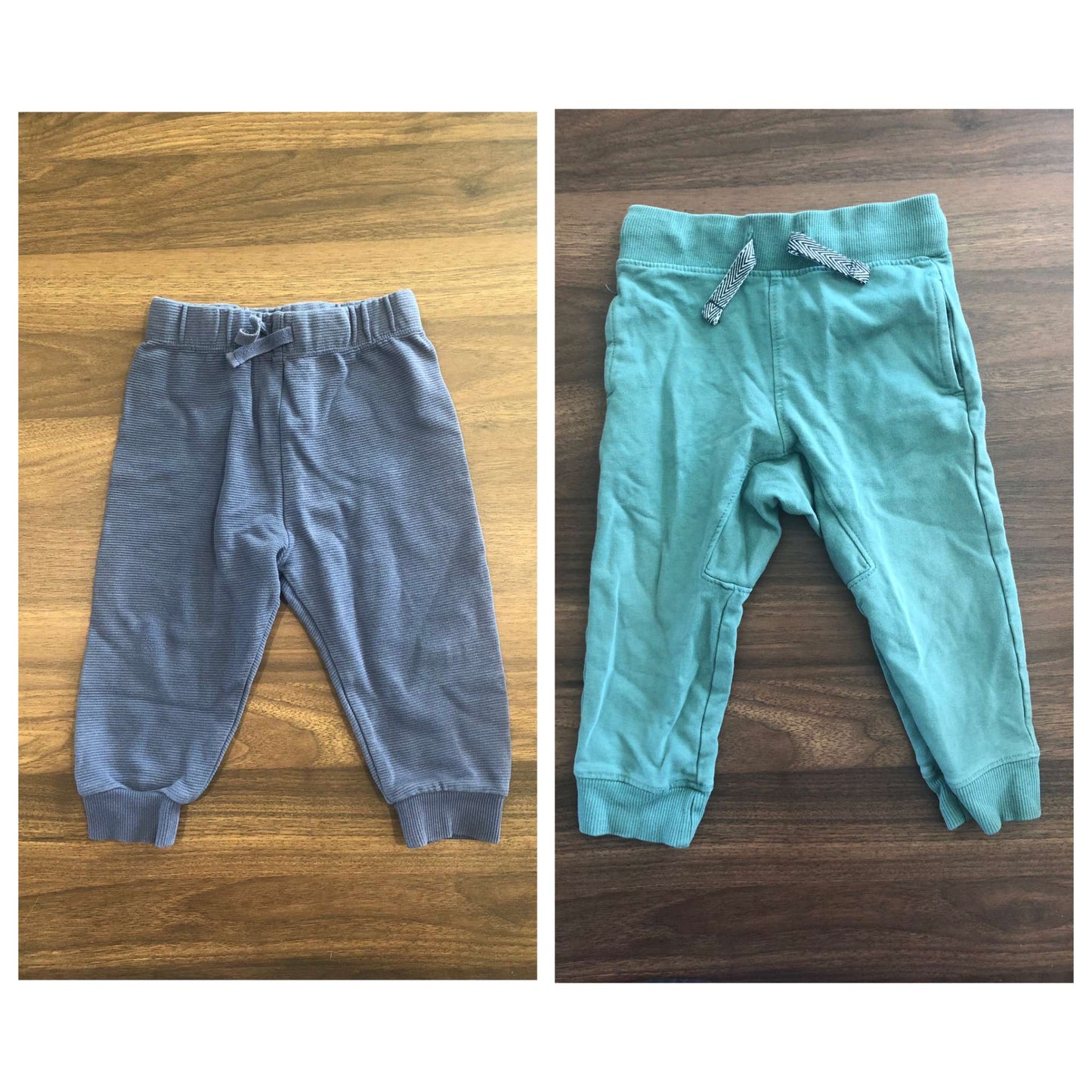 Toddler Boy Sweatpant Bundle, 2 pieces, Green & ribbed blue, 12-18M, Kids 18 Month (12-18M)
