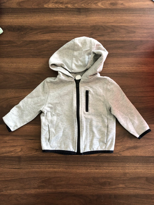 Gap Toddler Boy Grey Zip-up Hoodie, 12-18M, Kids 18 Month (12-18M)
