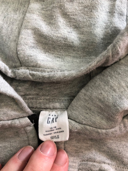 Gap Toddler Boy Grey Zip-up Hoodie, 12-18M, Kids 18 Month (12-18M)