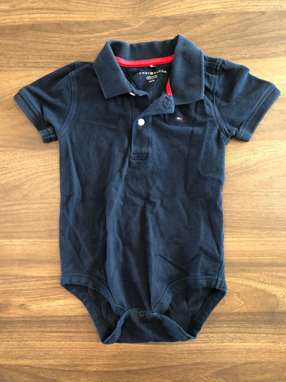 Tommy Hilfiger Blue Polo Short Sleeve Bodysuit, 18-24M, Kids 24 Month (18-24M)