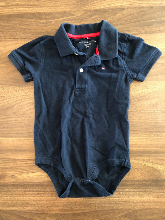 Tommy Hilfiger Blue Polo Short Sleeve Bodysuit, 18-24M, Kids 24 Month (18-24M)