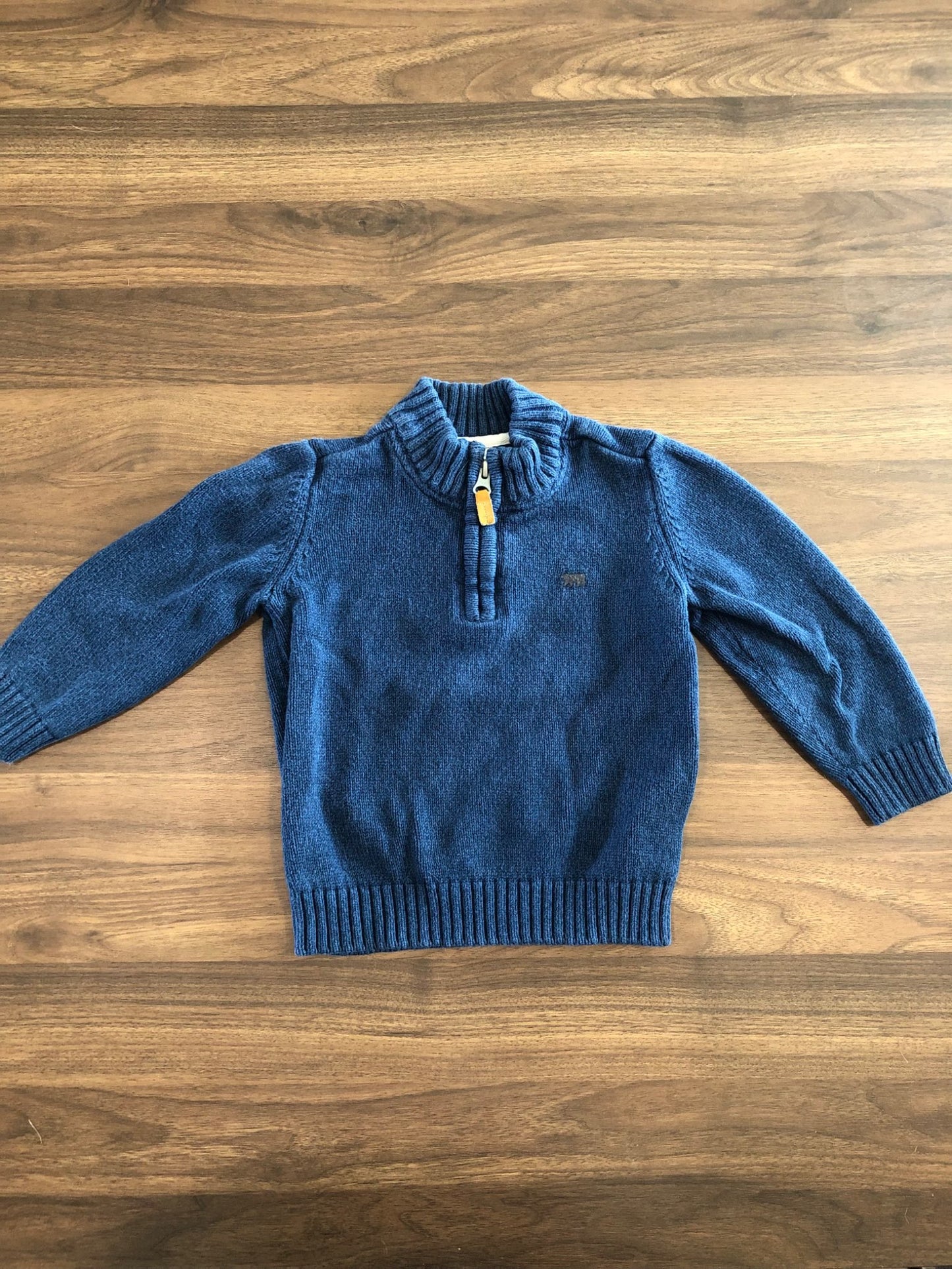 Toddler Blue Knit 3/4 Zip Pullover, 18-24M, Kids 24 Month (18-24M)