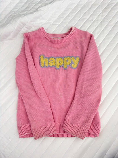 Happy sweater pink , Kids 3T