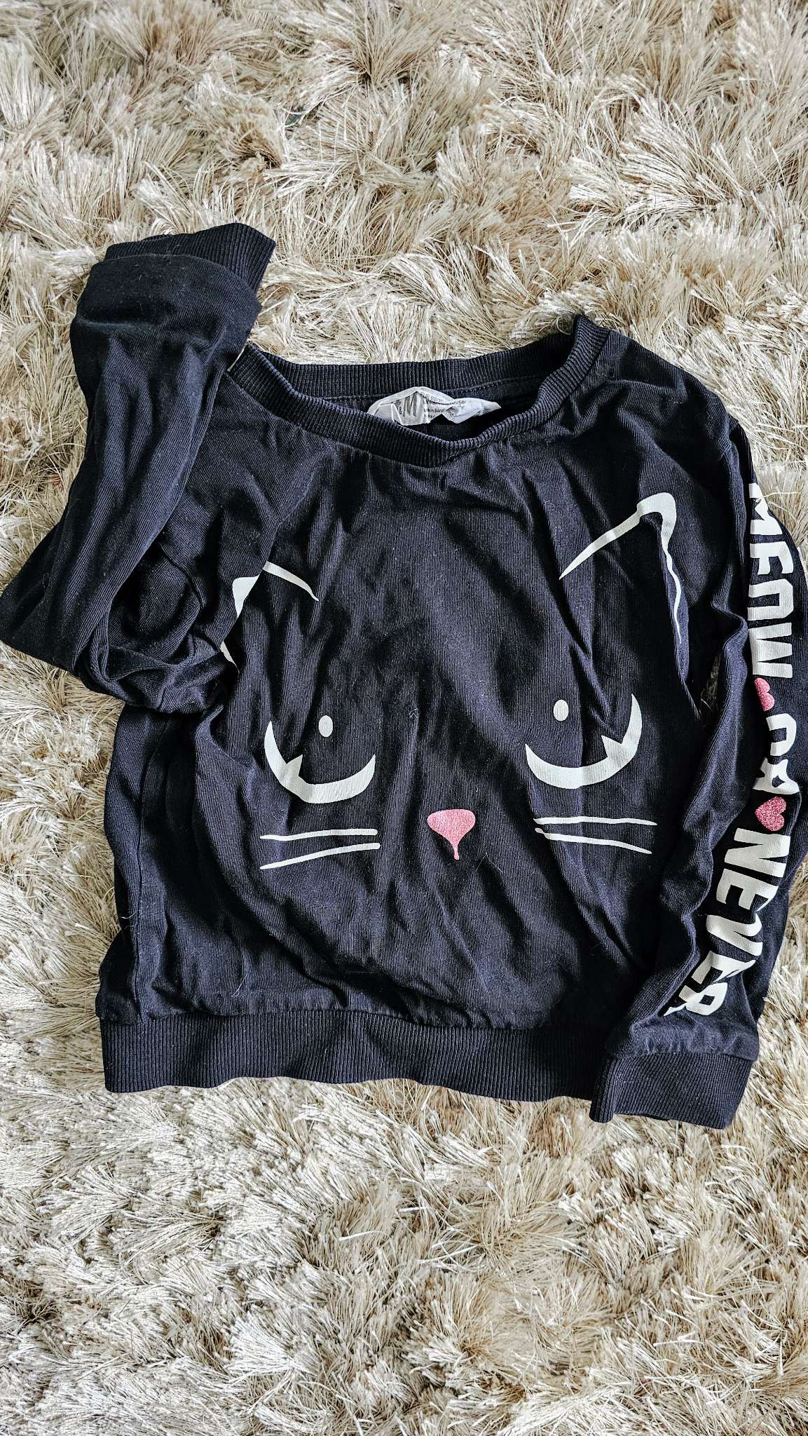 H&M Girls Black Cat Hoodie – size 2, Kids 2T
