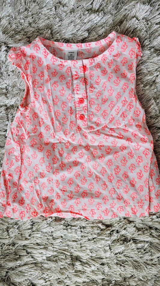 Carter's Girls Orange Floral Top – size 2, Kids 2T