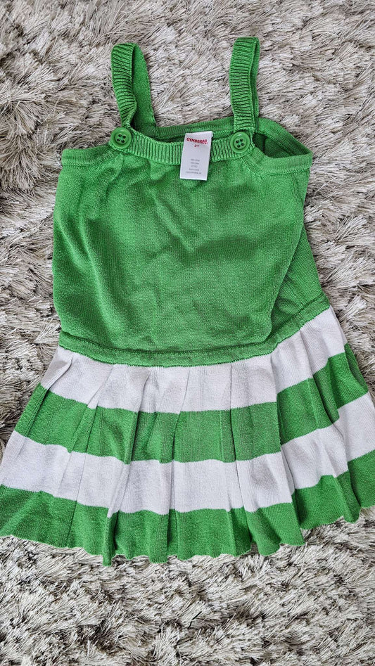 Gymboree Girls Green Striped Knit Dress – size 2