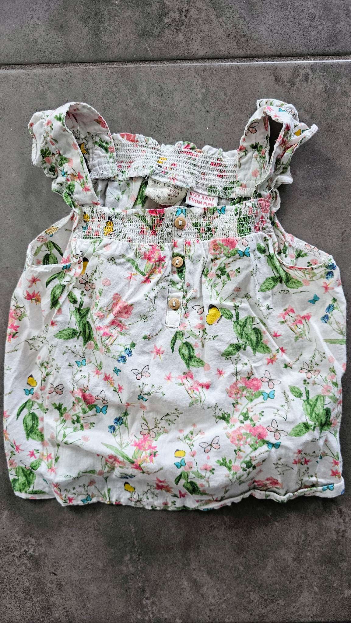 Zara Baby Girls Floral Smocked Top - 18 months , Kids 18 Month (12-18M)