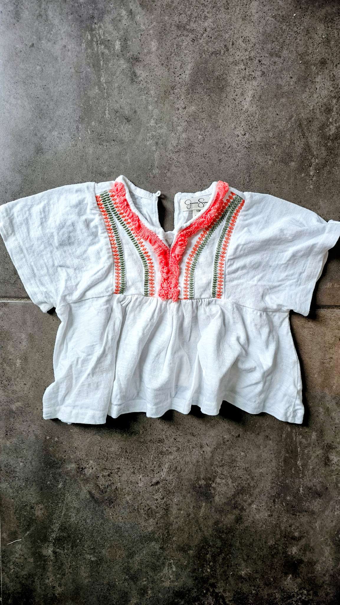 Jessica Simpson Girls White Embroidered Top – 12 months, Kids 12 Month (9-12M)