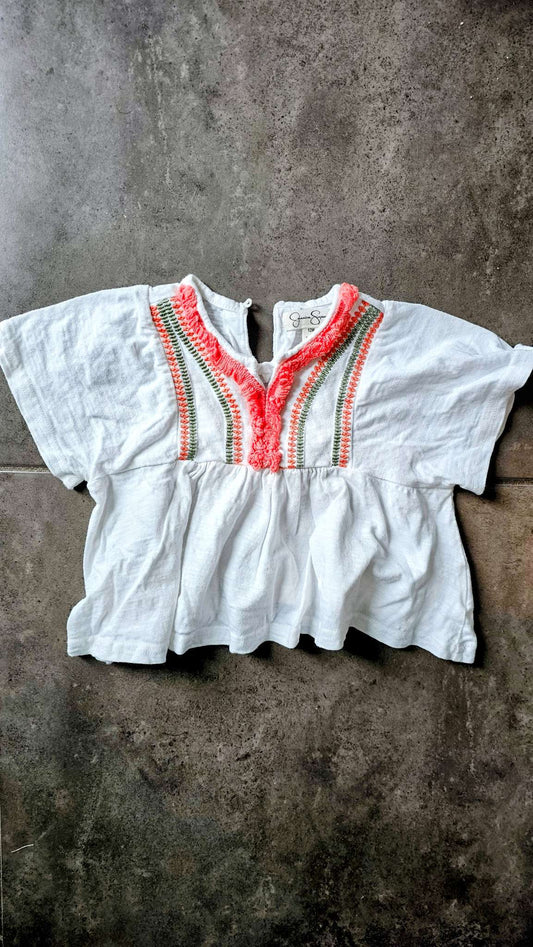 Jessica Simpson Girls White Embroidered Top – 12 months, Kids 12 Month (9-12M)