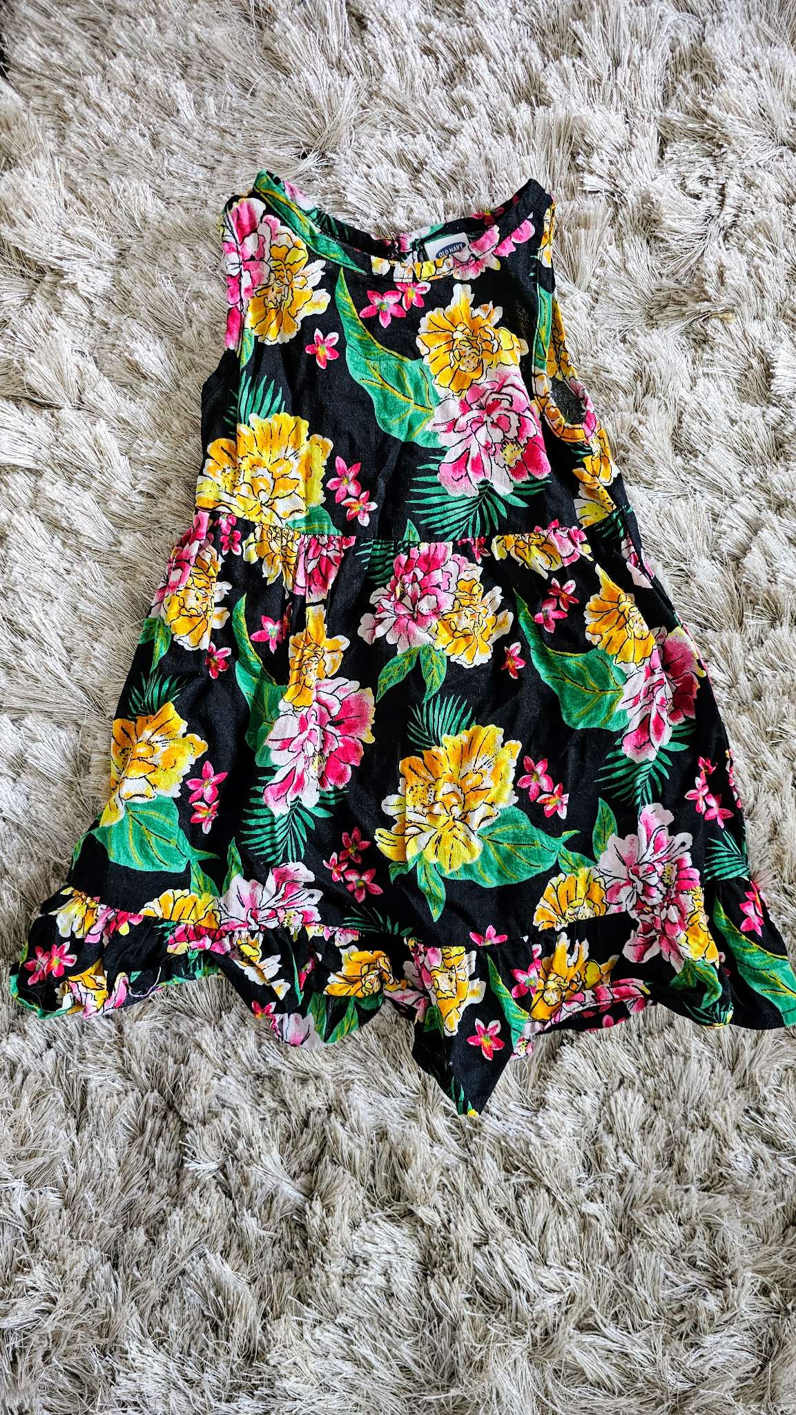 Old Navy Girls Black Floral Dress - 12 months , Kids 12 Month (9-12M)