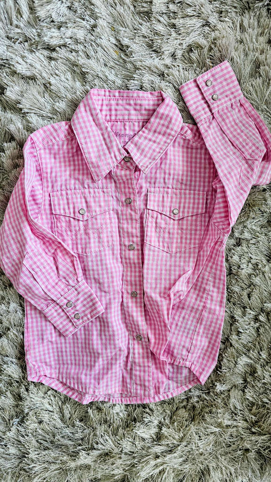 Wrangler Girls Pink Gingham Shirt – 12 months, Kids 12 Month (9-12M)