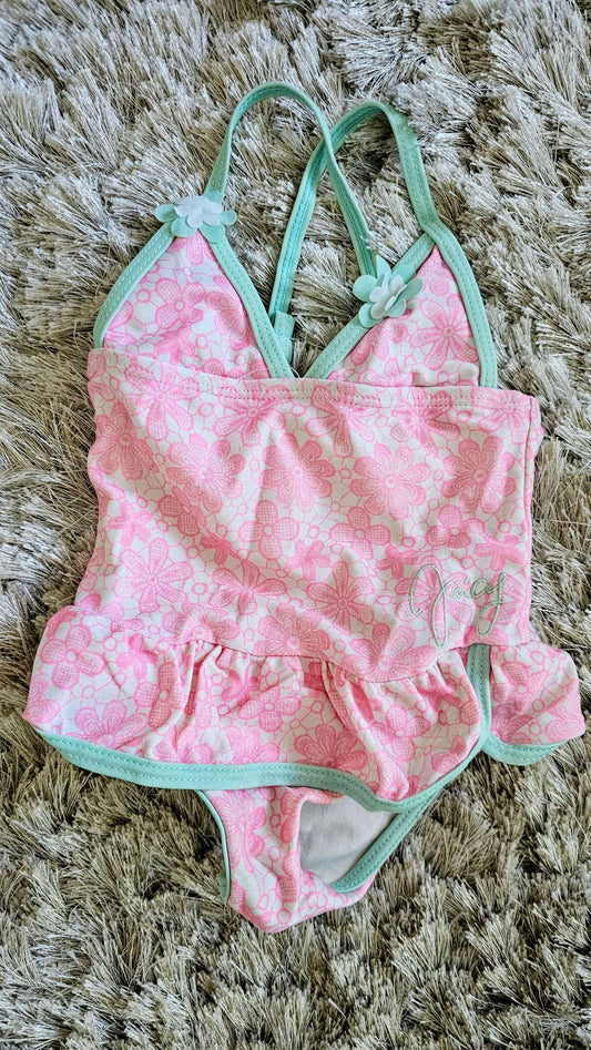 Juicy Couture Girls Pink Floral Swimsuit - 12 months, Kids 12 Month (9-12M)