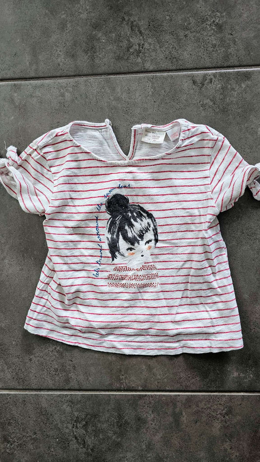 Zara Baby Girls Striped Graphic Shirt – 12 months , Kids 12 Month (9-12M)