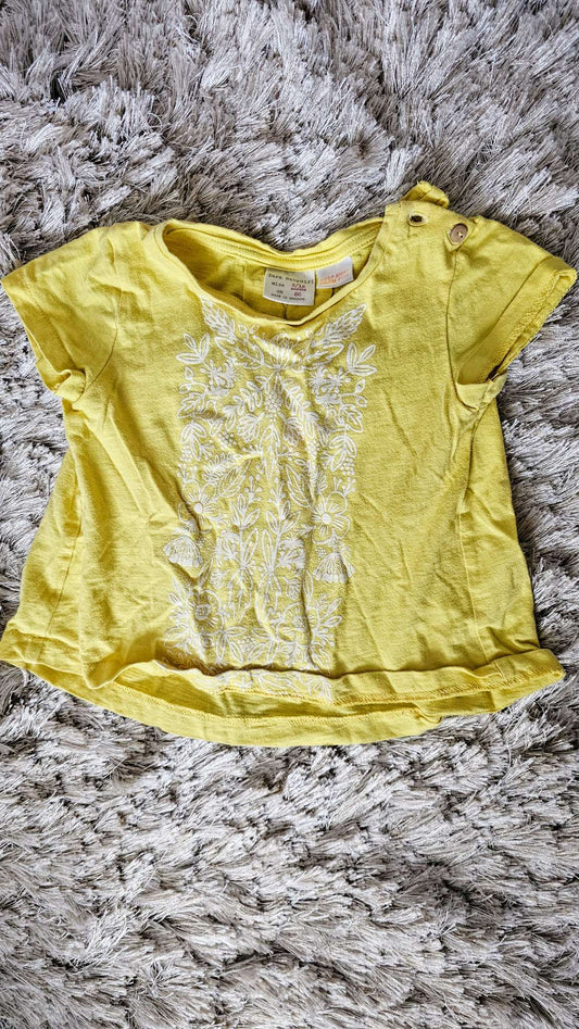 Zara Baby Girls Yellow Embroidered Shirt – 9 months , Kids 9 Month (6-9M)