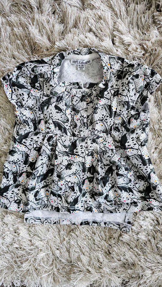 Art & Eden Girls Horse Print Shirt - 6 months, Kids 6 Month (3-6M)