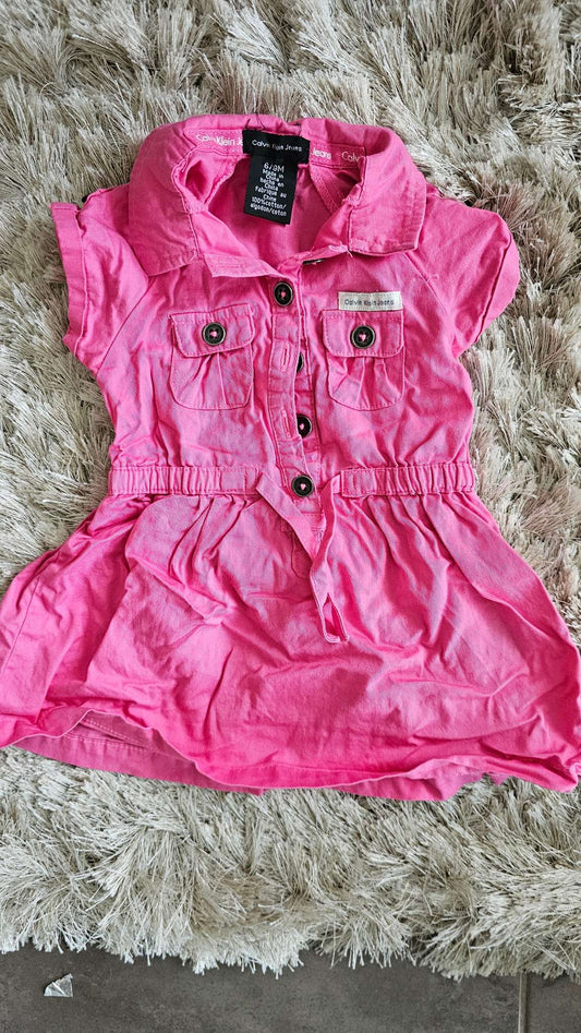 Calvin Klein Girls Pink Shirt Dress – 6 months, Kids 6 Month (3-6M)