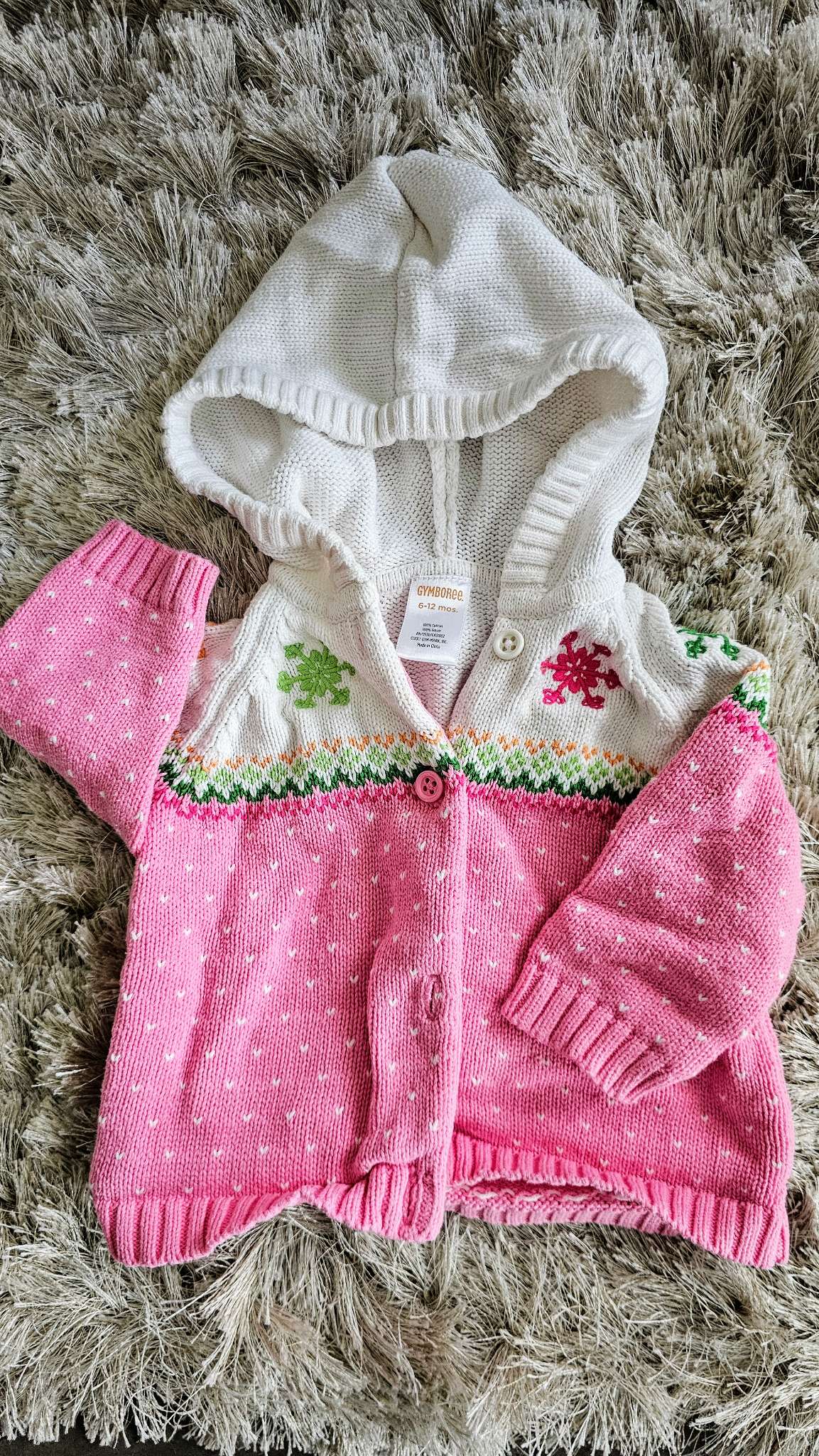 Gymboree Girls Pink Hooded Cardigan – 6 months, Kids 6 Month (3-6M)