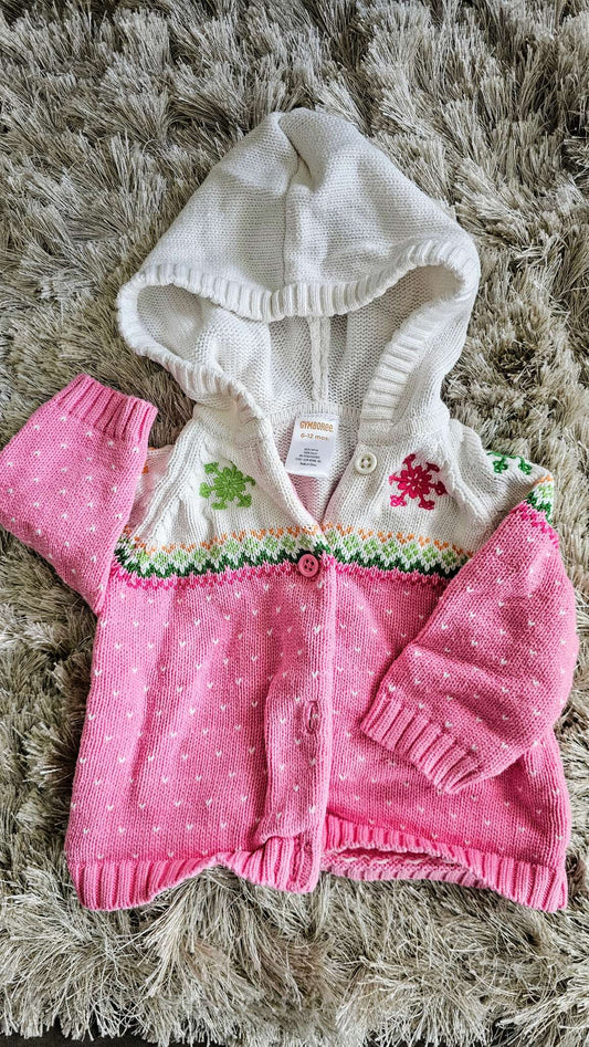Gymboree Girls Pink Hooded Cardigan – 6 months, Kids 6 Month (3-6M)