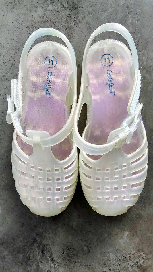Cat & Jack Kids White Jelly Sandals - size 11, Shoes 11 (Toddler:2-4yr)
