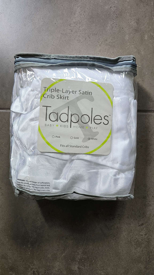 Tadpoles White Triple-Layer Satin Crib Skirt