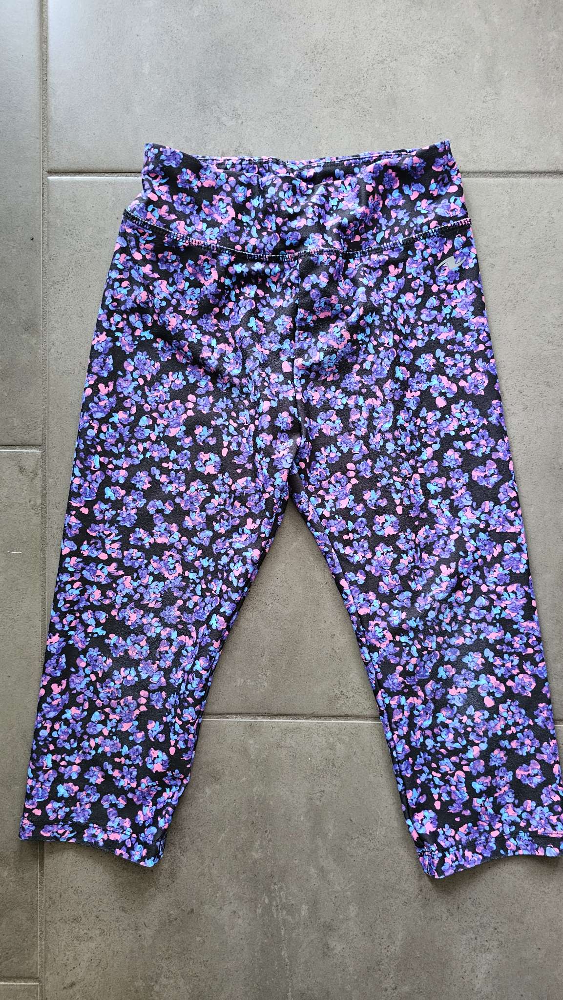 Athletic Works Girls Purple Floral Leggings - size 10, Kids 10