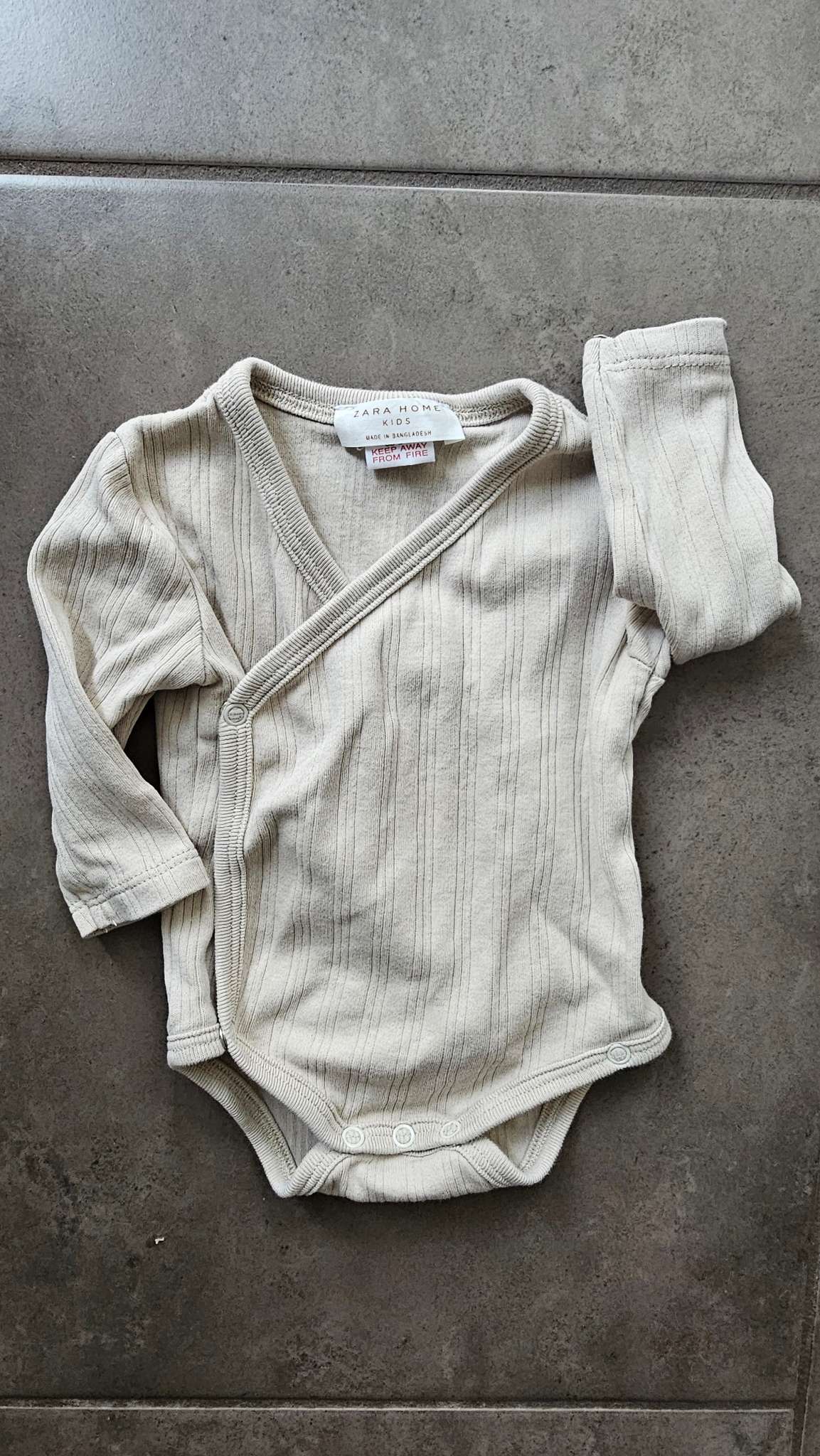 Zara Home Kids Beige Ribbed Wrap Onesie – 3 Months, Kids 3 Month (0-3M)